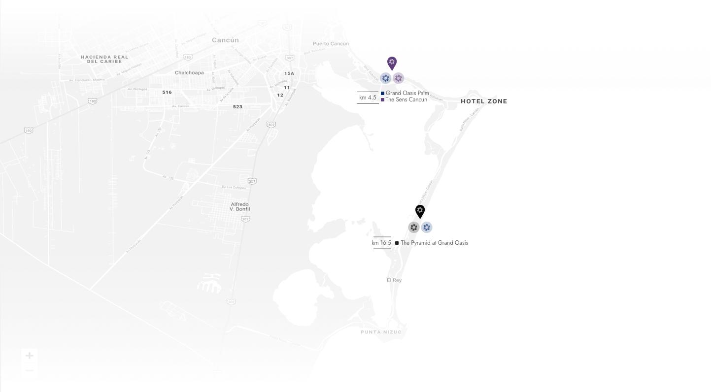Mapa de ubicación del hotel The Sens Cancun
